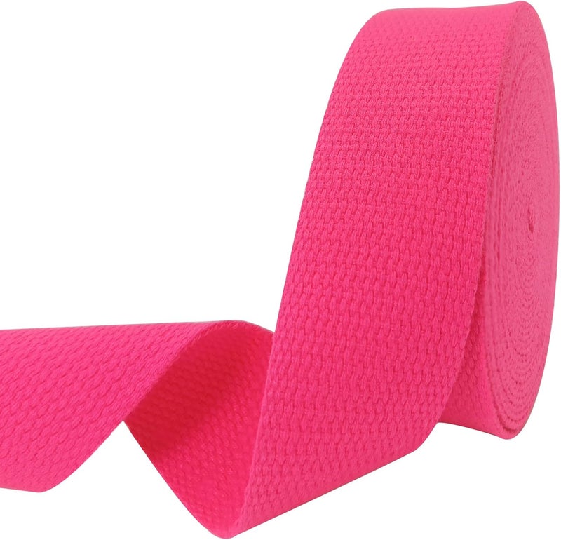 Evora 1.5 inch Cotton Webbing Braid Handles Bag Strap 15ft High Density Webbing Plain Weave Straps for Cloth Tote Bag, Pet Collars, DIY Projects, Crafts, Outdoor Accessories (Neon Rose 575) - Image 1